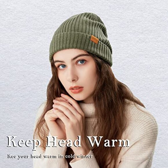 Unisex Merino Wool Cuff Beanie Warm Winter Stretchy Knitted Cap Cozy main image 8